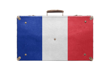 Vintage travel bag with flag of France.