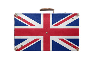 Vintage travel bag with flag of United Kingdom.