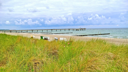 Kühlungsborn pier with beach chairs