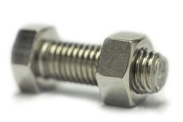 Bolts and nut isolate on white background, Machine equipment in industry job, industry background.