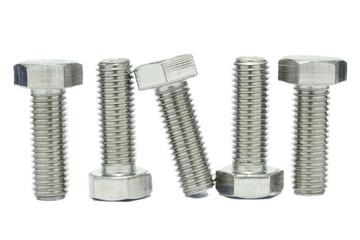 Bolts and nut isolate on white background, Machine equipment in industry job, industry background.