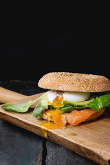 Bagel with salmon and egg