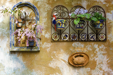 Garden Ornaments: Window Grills and pottery