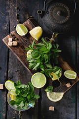 Ingredients for ice green tea