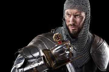 Medieval Warrior with chain mail armour and sword