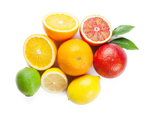 Fresh ripe citruses. Lemons, limes and oranges