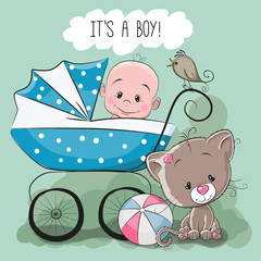 Fototapeta premium Greeting card it's a boy