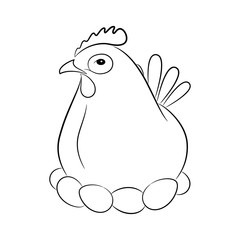 Stylized silhouette of a chicken. 