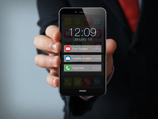 notifications businessman smartphone