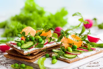 Zelfklevend Fotobehang Healthy sandwiches © Svetlana Kolpakova