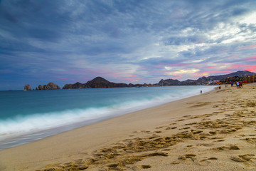 View of Waves at Sandy Beach of Cabo San Lucas in Mexico