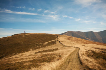 Red autumn in a Carpathian mountains. Borzhava ridge. National park of Ukraine