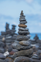 stacks - towers from pebbles on the beach