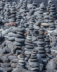 stacks - towers from pebbles on the beach