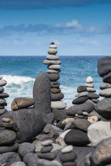 stacks - towers from pebbles on the beach