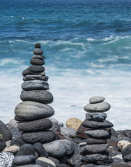 stacks - towers from pebbles on the beach