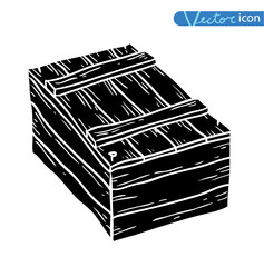  box, doodles set. vector illustration. black