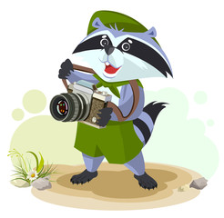 Scout raccoon with camera