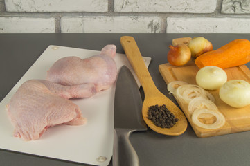 cooking Asian food - chicken with vegetables and spices © clairelucia