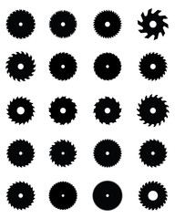 Silhouettes of circular saw blades, vector