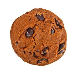 Chocolate chip cookie isolated on white background