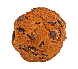 Chocolate chip cookie isolated on white background