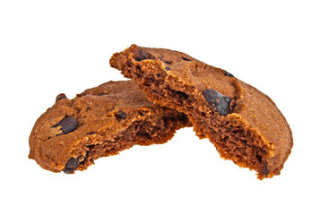 Chocolate chip cookie isolated on white background