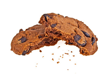 Chocolate chip cookie isolated on white background