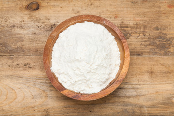 Flour on a wooden worktop