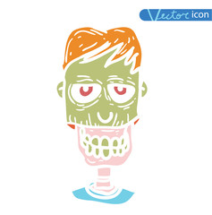   zombie cartoon character, vector illustration.