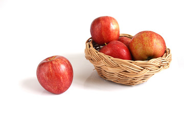 Red apple placed on white background