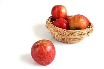 Red apple on white background