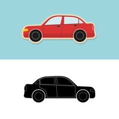 Car icon and silhouette