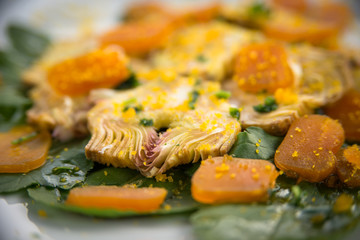 Artichoke hearts with bottarga, Sardinian Cuisine 