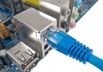 Network cable is connected to computer