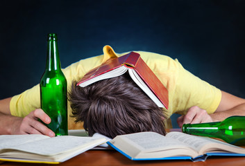 Student sleep with a Beer