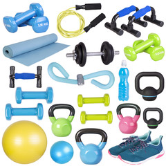 Fitness equipment isolated on white background