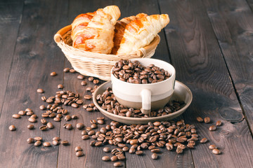 hot coffee and croissants