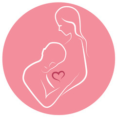 Illustration of pregnant woman, stylized vector symbol