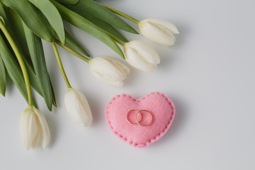 tulip and gold engagement ring