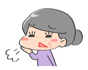 シニア　女性　ため息