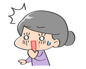 シニア　女性　驚き