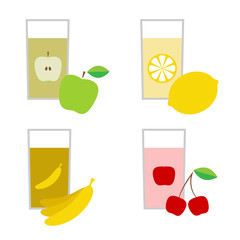 Set of fresh squeezed juices vector illustration.

