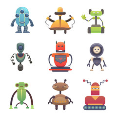 Cute Robots. Set robot vectoor illustration