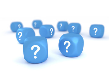 Question Marks on blue cubes