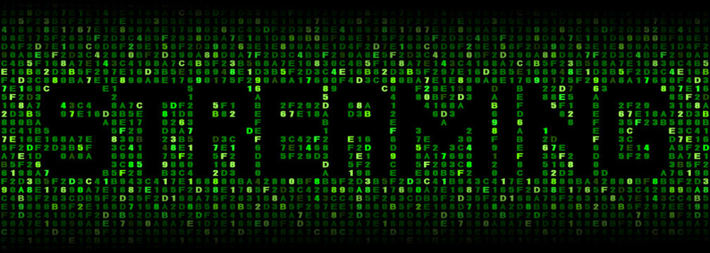 Streaming text on hex code illustration