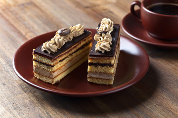 Coffee cake on wooden table