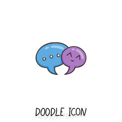 Doodle chatting icon. Text bubble.