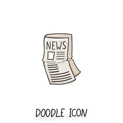 Doodle news icon. Newspaper symbol. 