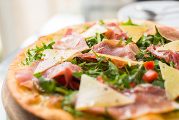 salami Pizza on the dish